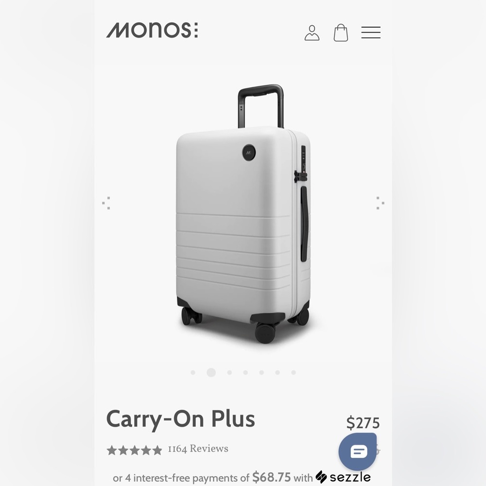 NEW IN BOX Monos Carry-on Plus Luggage